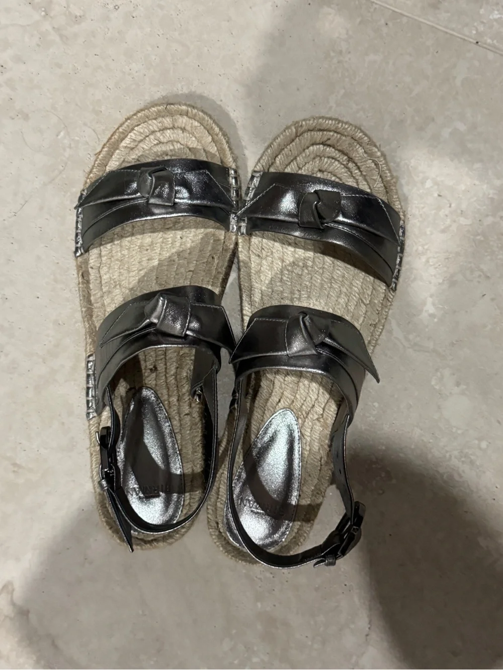 Alexandre Birman Metallic Silver Espadrille Sandals